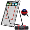LOMGWAYS 4x7ft Black Red Volleyball Rebounder with Ball & Bag - Adjustable Practice Net
