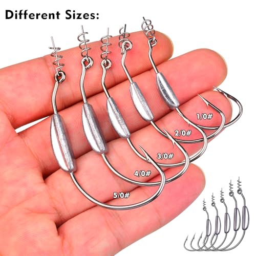 Weighted Swimbait Hooks 25pcs Set for Bass Fishing - Size 1/0 to 5/0