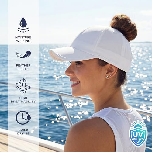 Women's Active High Bun Baseball Cap - Black - Sporty Hair-Friendly Hat