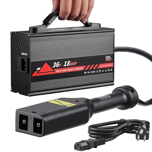 KEMIMOTO 36V Golf Cart Battery Charger for EZGO TXT TXTE PDS Shuttle, 18A, Overcharge Protection, 4-6H Fast Full Charge, 16ft D-Plug
