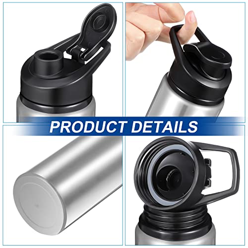 Potchen 20 Pack Silver Aluminum Water Bottles with Snap Lids - 20 oz