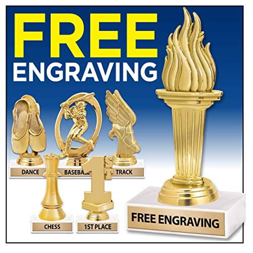6-Inch Gold Poker Trophy - Personalized Royal Flush Award with Marble Base - Variation 1