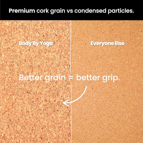 Body By Yoga Extra Thick Cork Yoga Mat 80x26in Non Slip Eco-Friendly with Alignment Lines - Classic