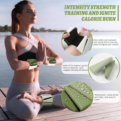 Adjustable Gradient Green Ankle and Wrist Weights Set of 2 - 4lb Pair for Women