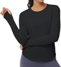 The Gym People Women's Long Sleeve Workout Shirt - Athletic Crewneck Hiking Top with Thumb Hole