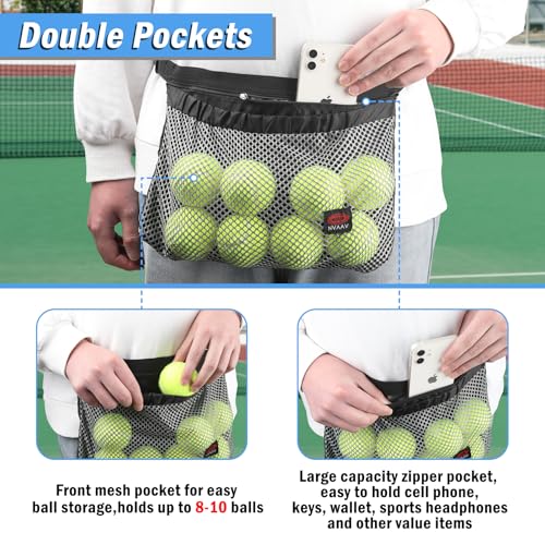 2 Pack Tennis Ball Holder Waist Pouch for Balls and Valuables