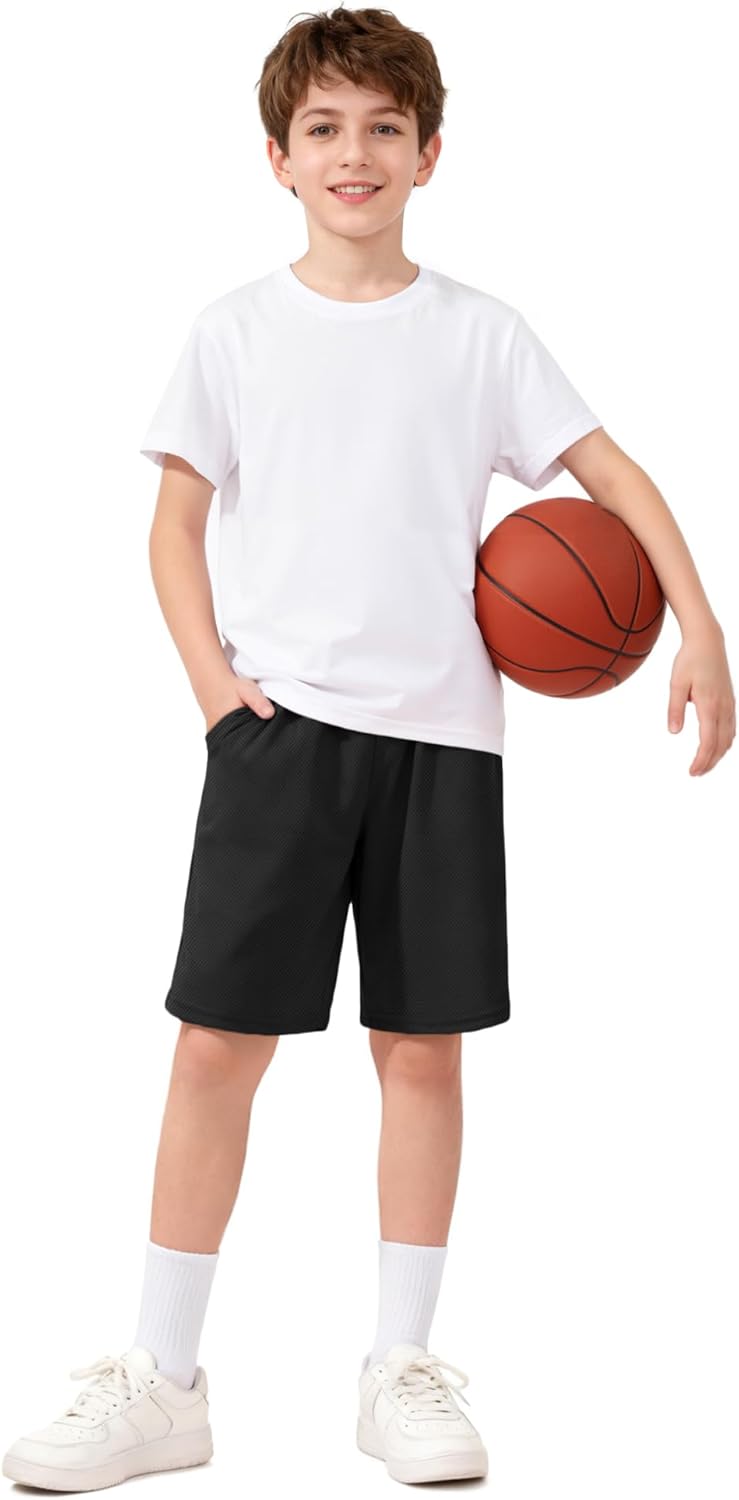 Auranso Boys Athletic Shorts - Quick-Dry Mesh Basketball & Soccer Shorts with Pockets | Youth Sizes