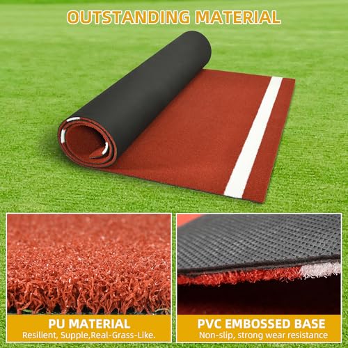 Shopsource Red Baseball Batting Mat 12ft x 6ft Softball Hitting Turf