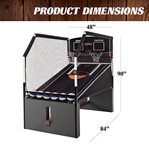 Arcade Basketball Game with Electronic Scoring and 7-Inch Rubber Balls