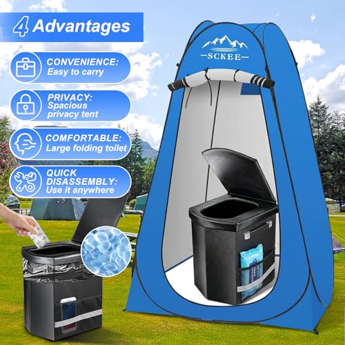 Portable Camping Toilet Set with Privacy Tent - XL Outdoor Shower & Bathroom