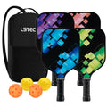 Pickleball Paddles Set of 4 - Fiberglass Paddles with Honeycomb Core, Lightweight, Multi-Color