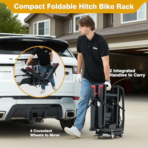 Iron Deer Foldable Ebike Bike Rack with Ramp - 200 lbs Capacity for Fat Tire & Electric Bikes