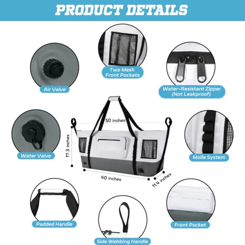 White Grey Insulated Fish Cooler Kill Bag 50x18x10 Inches Waterproof Tackle Bag