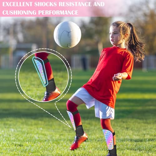 Kids Soccer Shin Guards Small Rainbow Mermaid 2-7 Years with Ankle & Leg Protection