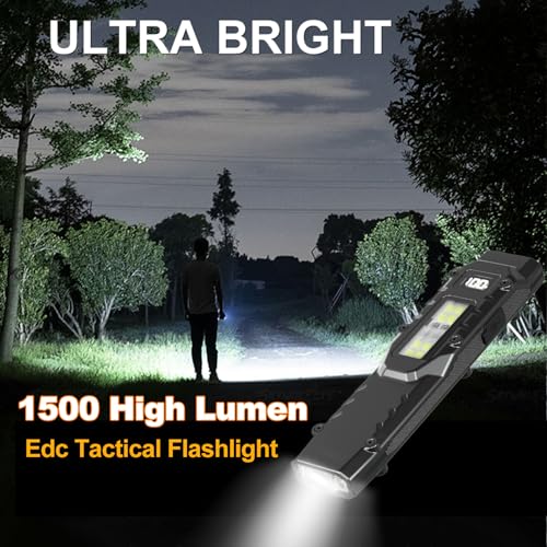 High Lumens Flat LED Flashlight with Digital Display, USB-C Rechargeable, Waterproof