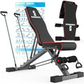 KINGMAZI Adjustable Foldable Weight Bench Black Red for Full Body Workout
