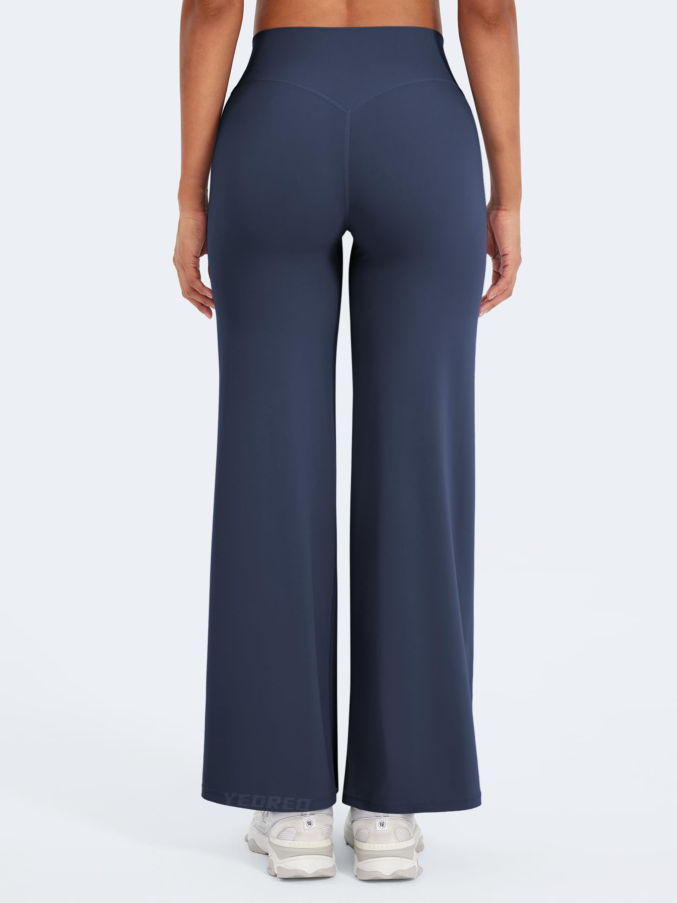 YEOREO Workout Leggings Womens No Front Seam Straight Leggings 29" High Waist Buttery Eddiy Gym Yoga Pants Navy Blue XL