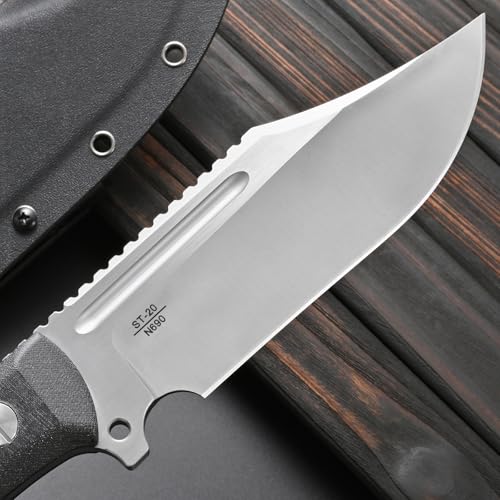 Fixed Blade Knife 8mm Thick N690 Steel Full Tang G10 Handle Camping Bushcraft Silver