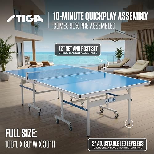 STIGA XTR All-Weather Outdoor Ping Pong Table - Waterproof Aluminum Top, Net & Post Included