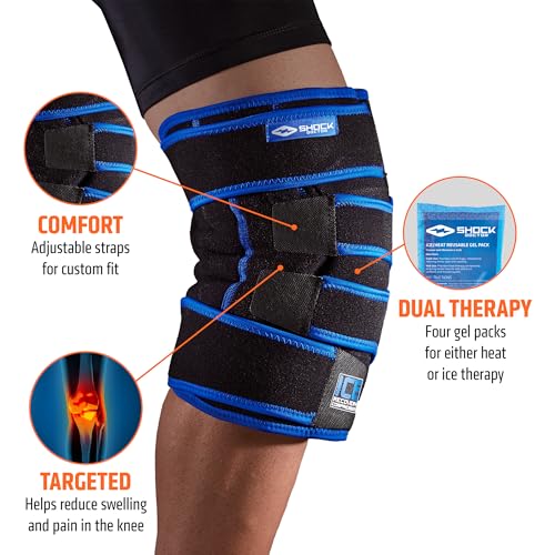 Shock Doctor Ice Recovery Compression Knee Wrap Brace, Large-X-Large, Black