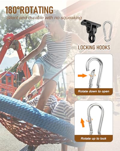8 Pack Heavy Duty Porch Swing Hangers Kit - Black Swing Hardware Hooks