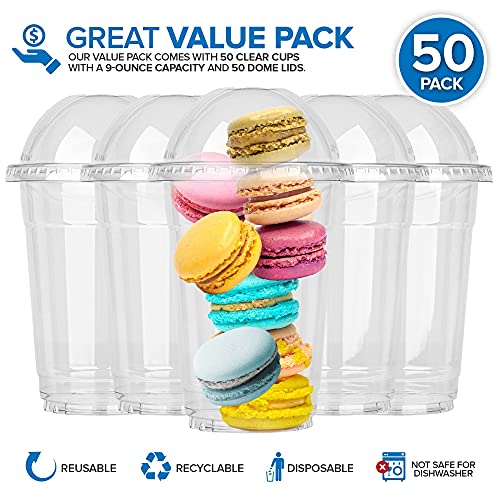 16 oz Clear Plastic Dessert Cups with Lids Set of 50 - Disposable Parfait & Fruit Containers