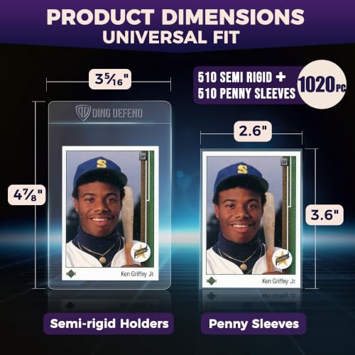 Clear Semi Rigid & Penny Sleeve Trading Card Holders Set - 510 & 510 Count, Universal Size