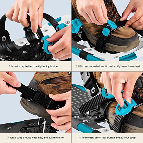 Lightweight Snowshoes for Adults with Double Ratchet Bindings - Ice Cap 21"