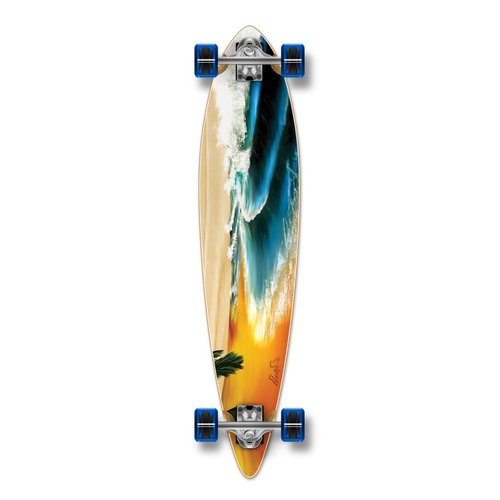 Yocaher Beach Series Complete Pintail Skateboards Longboard Cruiser w/Black Widow Premium 80A Grip Tape Aluminum Truck ABEC9 Bearing 70mm Skateboard Wheels (Complete - Pintail - 01 - Beach)