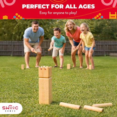 Swooc Kubb Yard Game Set - Premium Hardwood Outdoor Lawn Game for Adults & Kids