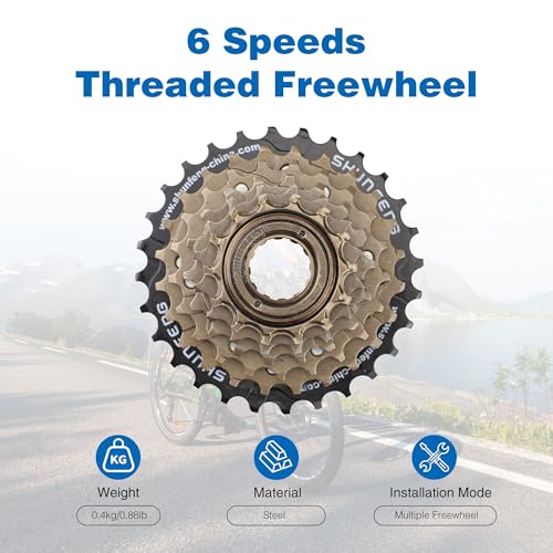 WEEROCK 6-Speed Threaded Freewheel 14-28T for Mountain and Cruiser Bikes