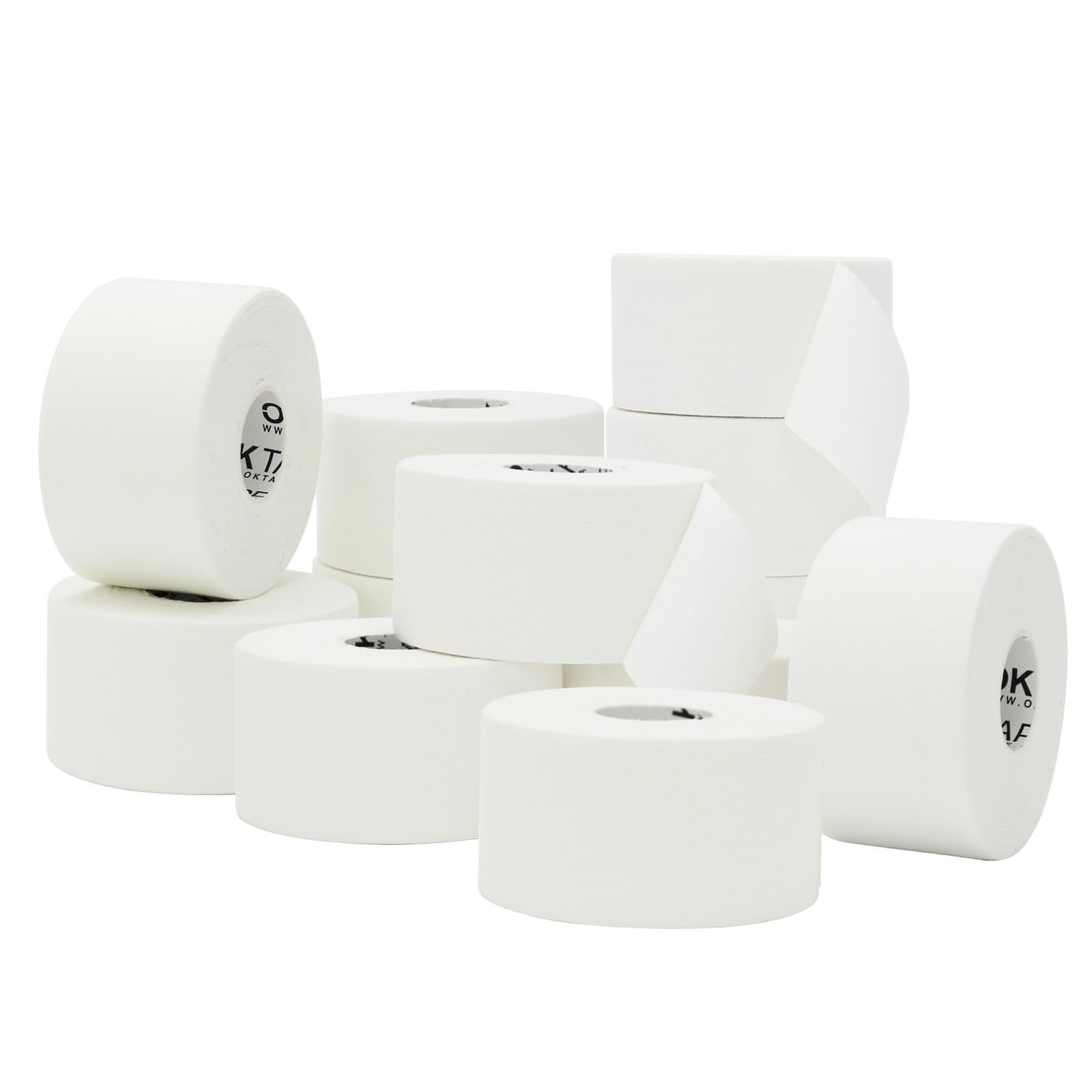 OK TAPE 12 Rolls Athletic Tape, Sports Tape for Injuries, Rigid, Easy Tear Medical Tape, Wrist Tape, No Sticky Residue | Secure Ankle, Finger, Knee- 1.5inch x 15yards (White)