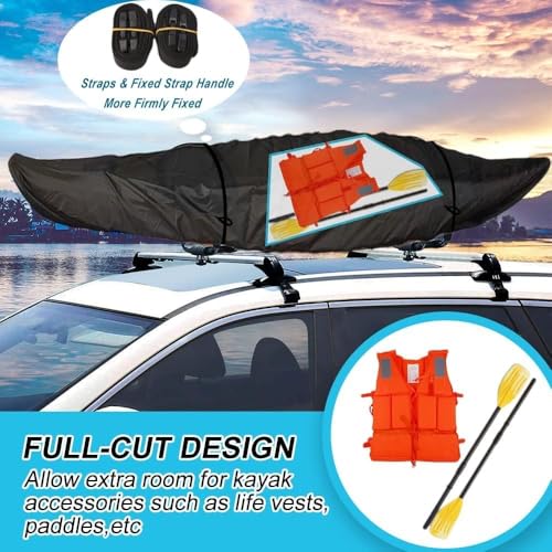 Seapisode 12ft Fade & Tear Resistant Waterproof Canoe Cover with Zipper, Black