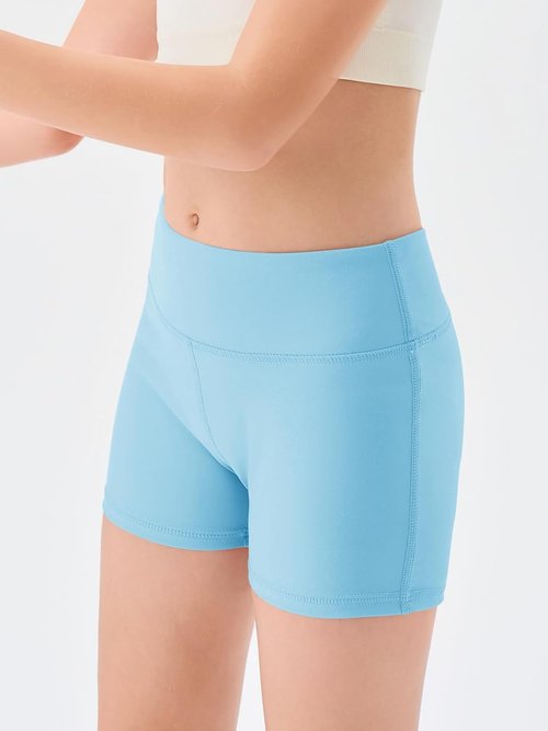 Haloumoning Girls Athletic Shorts - High-Waisted Yoga & Dance Biker Shorts for Ages 5-14Y