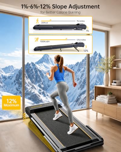 Shadow TOPUTURE 4-in-1 Foldable Walking Pad Treadmill with 12% Incline & Bluetooth Speaker