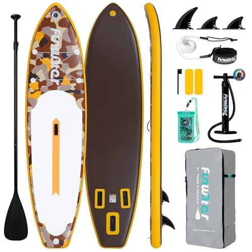 Inflatable Stand Up Paddle Board with Accessories - Yellow Camouflage 11' x 33" x 6"