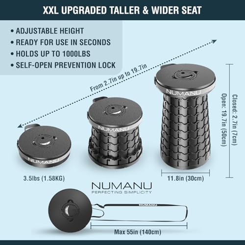XXL Collapsible Stool for Adults 19.7 Inch Pack of 2 Cushioned & Bag Variation