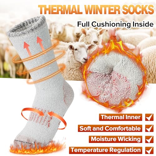 Kids Merino Wool Hiking Socks for Girls and Boys - 8-12 Years, 4 Pairs - Purple, Blue, Red, Grey