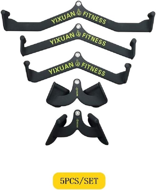 Home Gym Fitness Rowing T-bar V-bar Pulley Cable Machine Attachment, Bicep Curl Tricep Lat pulldown Bar Back Strength Training Handle Grips Lat Pull Down Bar for Seat Row Workout