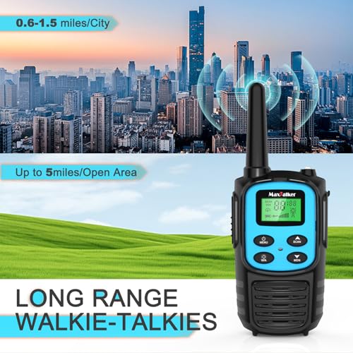 Rechargeable Long Range Walkie Talkies 22 Channels - Colorful 6 Pack