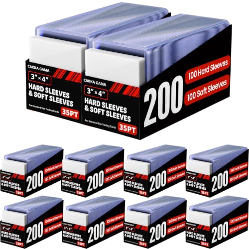 CAKKAGAMA 2000 Card Sleeves Set with 1000 Hard & 1000 Soft Protectors for Trading & Sports Cards
