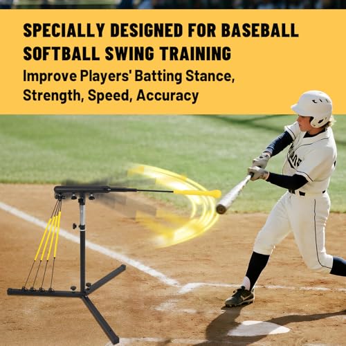 Adjustable Baseball Swing Trainer with 4 Resistance Bands & Carry Bag - 31-43 Inch