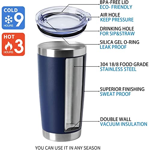 HASLE OUTFITTERS 20oz Navy Stainless Steel Double Wall Vacuum Insulated Tumbler - 12 Pack (Variation: Navy-A)