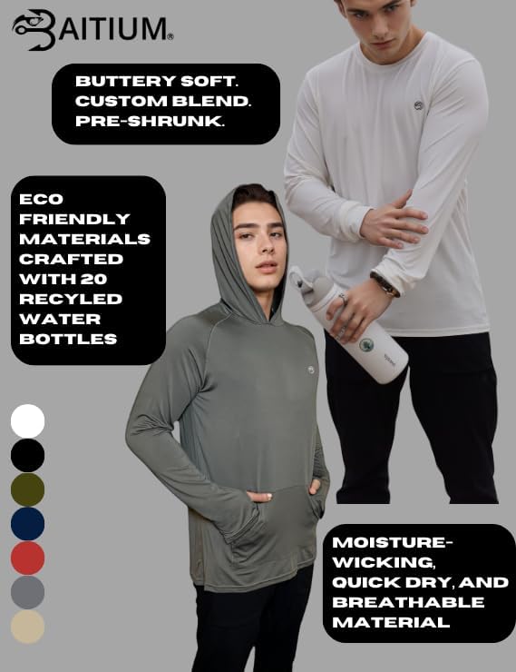 Skiennix Men's Dry-Fit UPF 50+ Sun Shirt - Hooded Long Sleeve Fishing Shirt for Ultimate Sun Protection