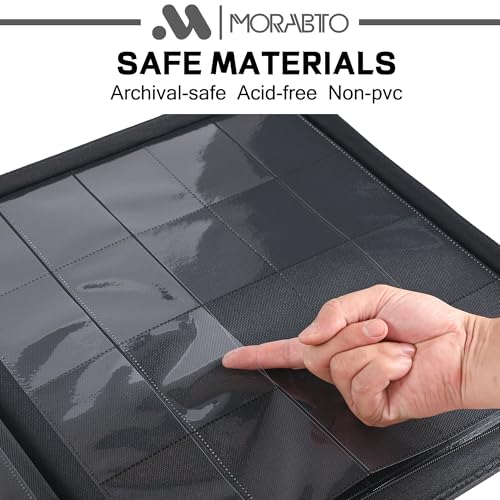 Trading Card Binder with 20 Pockets Holds 2000 Cards Waterproof PU Leather Black