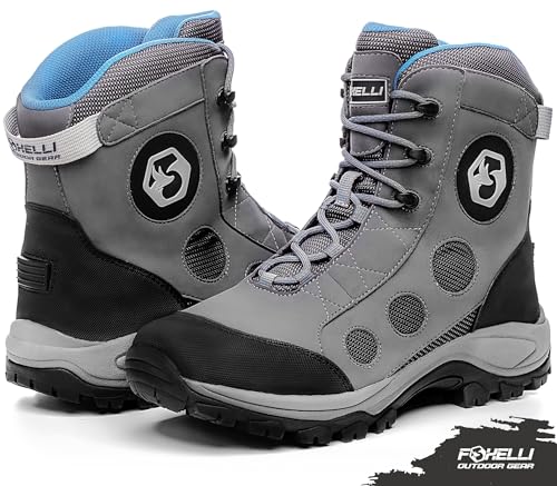 Foxelli Lightweight Wading Boots for Men - Grey, Rubber Sole Fly Fishing Shoes - Variation 11