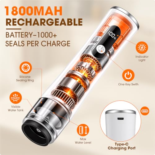 Rechargeable Handheld Vacuum Sealer for Food - Cordless, Auto Shut-Off, Wet & Dry Sealing