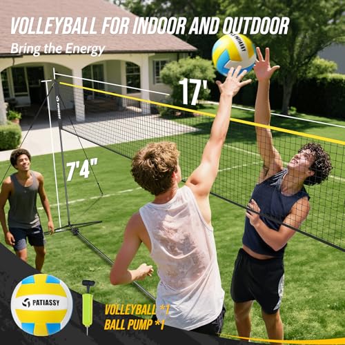 Patiassy Black 3-in-1 Volleyball, Badminton & Pickleball Net Set with Adjustable Heights