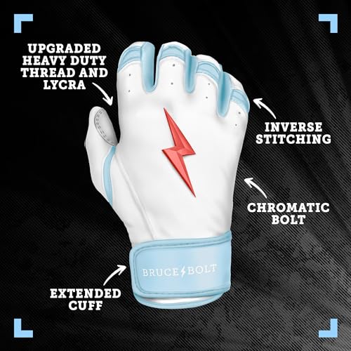 Bruce Bolt Signature Series Youth Large Batting Gloves - White & Happ