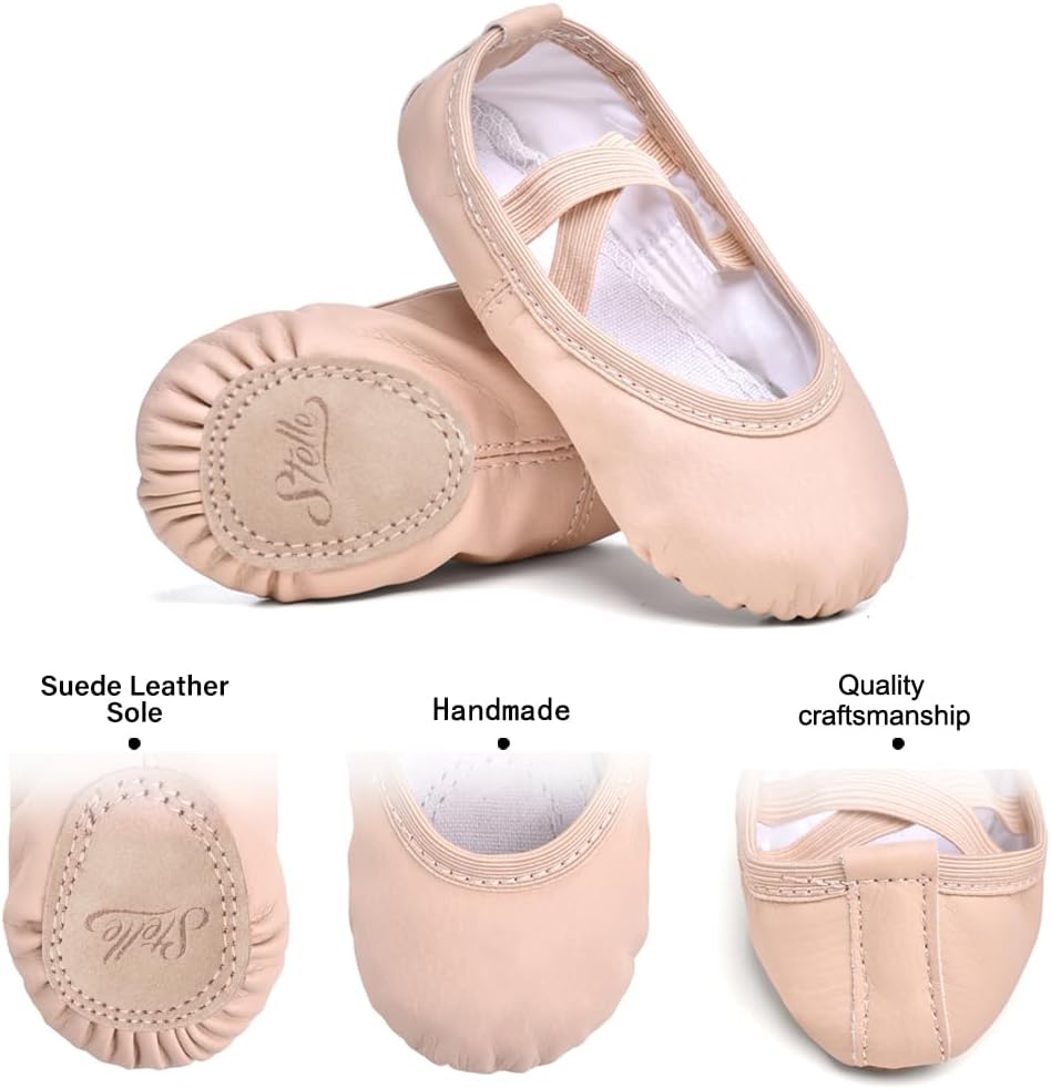 Stelle Ballet Shoes - Soft Leather Toddler & Kids Ballet Slippers | Comfortable Dance Footwear